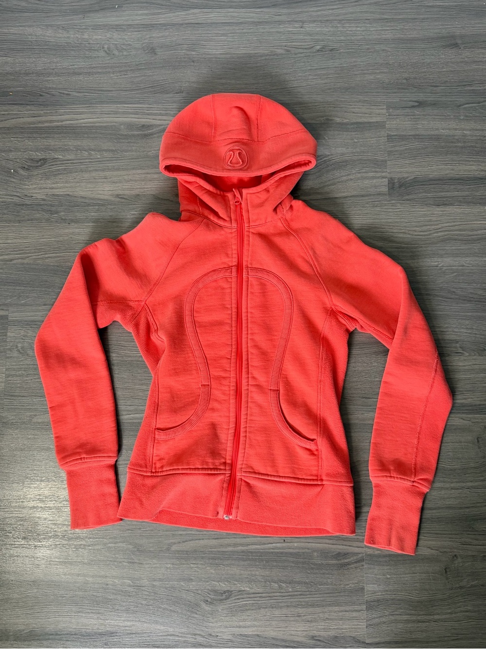 lululemon athletica Coral Orange Full-Zip Scuba Fitted Hoodie Jacket